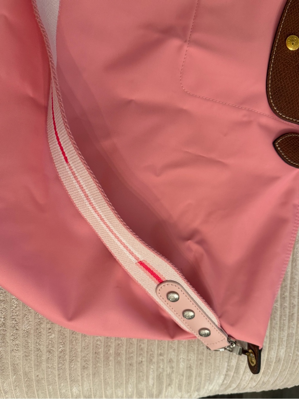 Longchamp Pink Travel Bag Le Pliage Original L with Longchamp Shoulder Strap - Picture 3 of 5